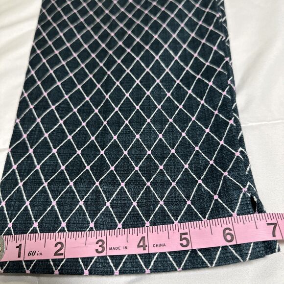 Ann Taylor The Cotton Crop Pants Green Pink Geometric Midrise Flat Front - Picture 11 of 14